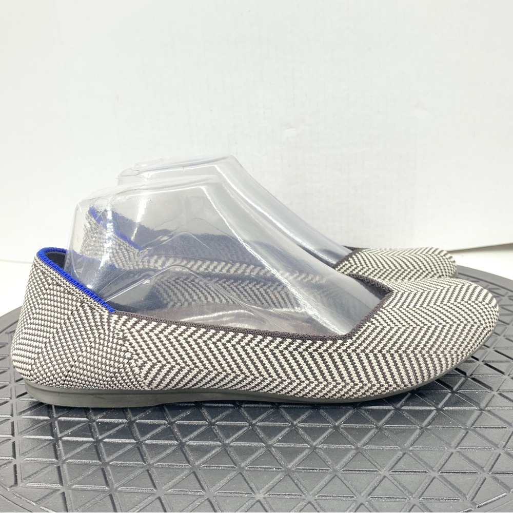 Rothys Women Size 8.5 Shoes Round Toe Ballet Flats Loafers Gray Herringbone Knit